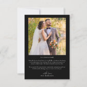 Moderne Typografie auf dem Black Wedding Foto Dankeskarte (Rückseite)