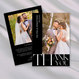 Moderne Typografie auf dem Black Wedding Foto Dankeskarte