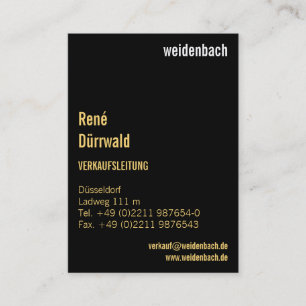 Moderne Typografie auf Schwarz Visitenkarte