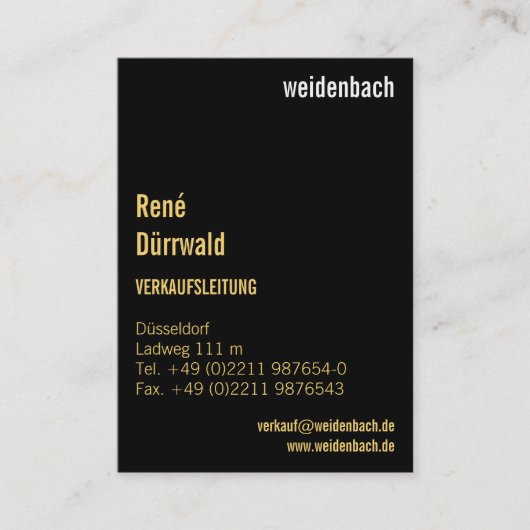 Moderne Typografie auf schwarz Visitenkarte (Vorderseite)