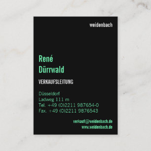 Moderne Typografie auf schwarzem Hintergrund Visitenkarte