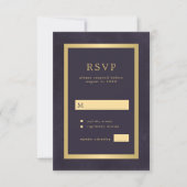 Moderne Typografie aus dunklem lila Gold RSVP Karte (Vorderseite)
