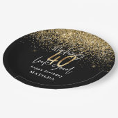 Moderne Typografie aus Gold Glitzer Party Pappteller (Schrägansicht)