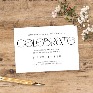 Moderne Typografie B + W Graduierungspartei Begleitkarte