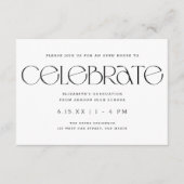 Moderne Typografie B + W Graduierungspartei Begleitkarte (Vorderseite)