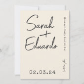 Moderne Typografie B&W Handwriter Foto Qr Code Save The Date (Vorderseite)