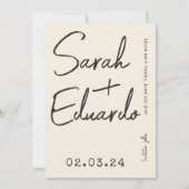 Moderne Typografie B&W Handwriter Foto Qr Code Save The Date (Vorderseite)