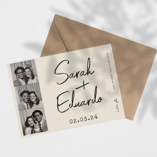 Moderne Typografie B&W Save the Date Foto Qr Code