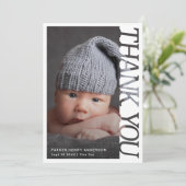 Moderne Typografie Baby Danke 2 Foto (Stehend Vorderseite)