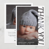 Moderne Typografie Baby Danke 2 Foto (Vorne/Hinten)