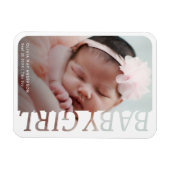 Moderne Typografie Baby Mädchen Danke 2 Foto Magnet (Horizontal)
