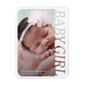 Moderne Typografie Baby Mädchen Danke 2 Foto Magnet (Vertikal)