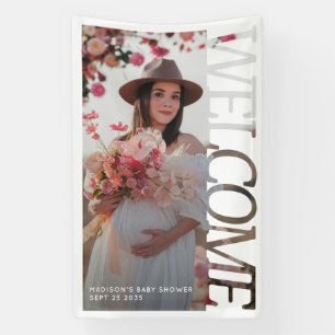 Moderne Typografie Baby Shower Willkommensfoto  Banner