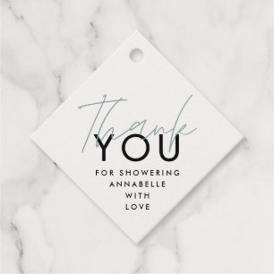 Moderne Typografie Babydusche Danke Geschenkanhänger