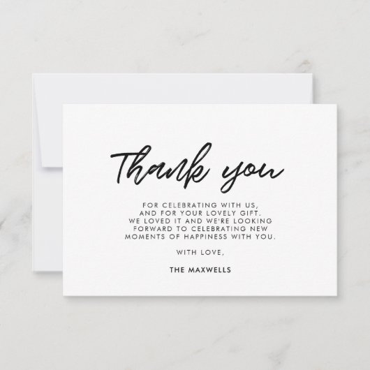 Moderne Typografie Babydusche Dankeskarte (Vorderseite)