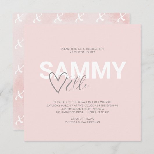 Moderne Typografie Bat Mitzvah (Vorne/Hinten)