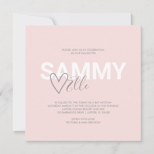 Moderne Typografie Bat Mitzvah (Vorderseite)