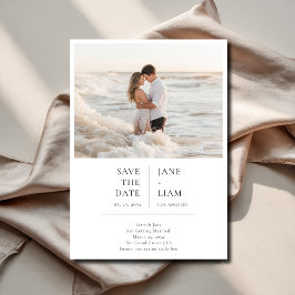 Moderne Typografie Beach Foto Hochzeit in Urlaubso Save The Date