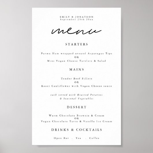 Moderne Typografie, beliebiges Farbskriptmenü Poster (Vorne)