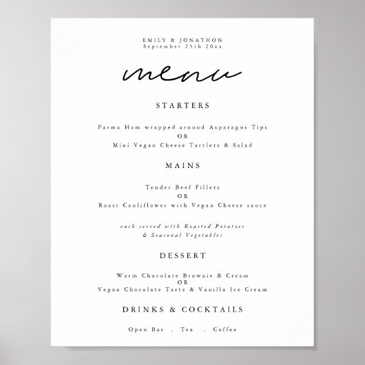 Moderne Typografie, beliebiges Farbskriptmenü Poster (Vorne)