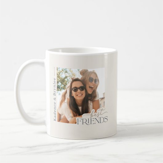 Moderne Typografie-Beste-Freunde-Foto Kaffeetasse (Links)