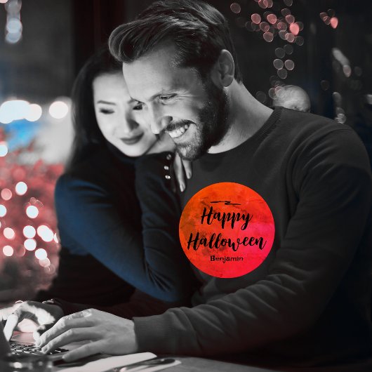 Moderne Typografie Black Orange Moon Halloween Men T-Shirt