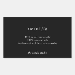 Moderne Typografie Black Packaging Candle Cosmetic Rechteckiger Aufkleber