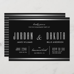 Moderne Typografie Black & Silver Engagement Party Einladung