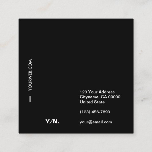 Moderne Typografie Black&White quadratische Visitenkarte (Vorderseite)