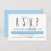 Moderne Typografie Blau Santorini Hochzeit RSVP Ka (Vorne/Hinten)