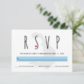 Moderne Typografie Blau Santorini Hochzeit RSVP Ka Karte (Stehend Vorderseite)