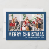 Moderne Typografie Blue Foto Collage Weihnachten (Vorderseite)