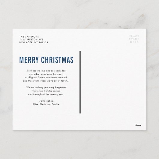 Moderne Typografie Blue Foto Collage Weihnachten (Rückseite)