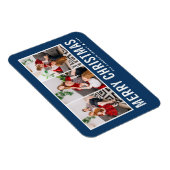 Moderne Typografie Blue Foto Collage Weihnachten Magnet (Rechte Seite)