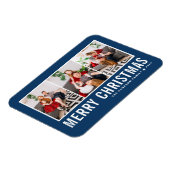 Moderne Typografie Blue Foto Collage Weihnachten Magnet (Linke Seite)