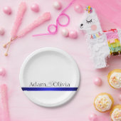 Moderne Typografie Blue Wedding Pappteller (Party)