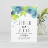 Moderne Typografie Blumen Blumen Blumenhochzeit Einladung (Stehend Vorderseite)