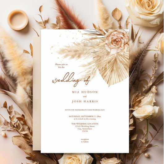 Moderne, Typografie-Boho-Hochzeit im Herbst Einladung