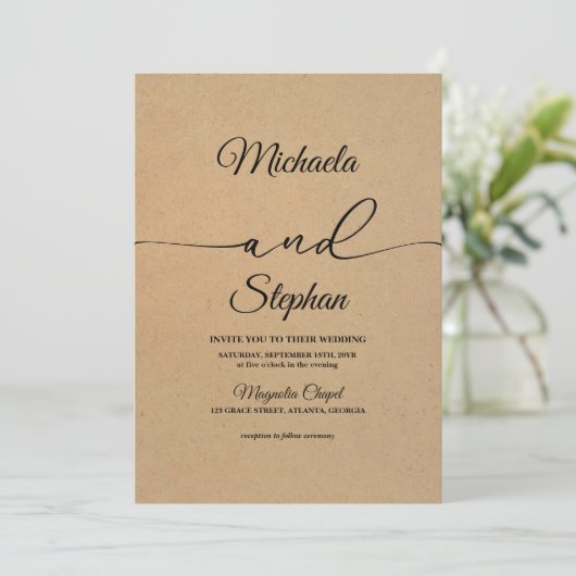 Moderne Typografie | Bold Bellisia Wedding Einladung (Stehend Vorderseite)
