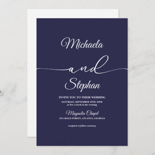 Moderne Typografie | Bold Bellisia Wedding Einladung (Vorne/Hinten)