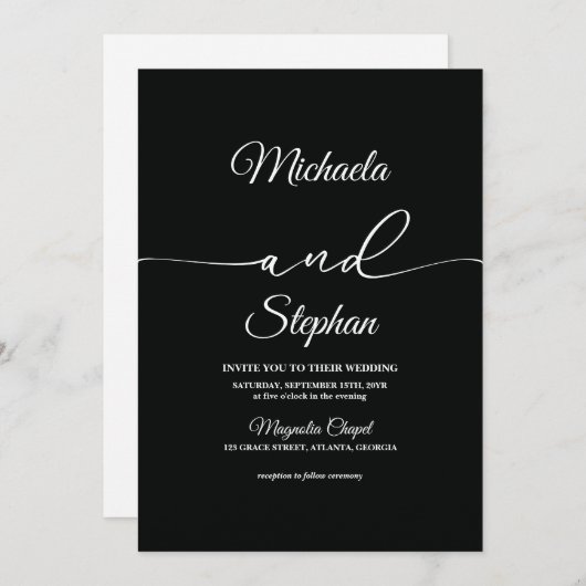 Moderne Typografie | Bold Bellisia Wedding Einladung (Vorne/Hinten)