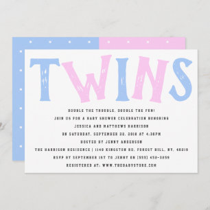 Moderne Typografie Boy & Girl Twins Kinderdusche Einladung