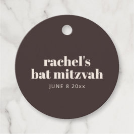 Moderne Typografie Braune Bat Mitzvah Personalisie Geschenkanhänger