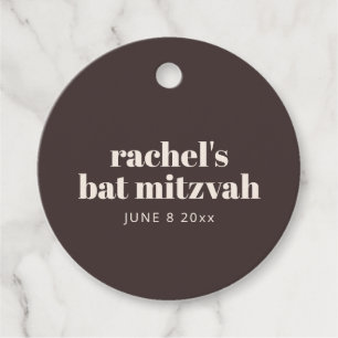 Moderne Typografie Braune Bat Mitzvah Personalisie Geschenkanhänger