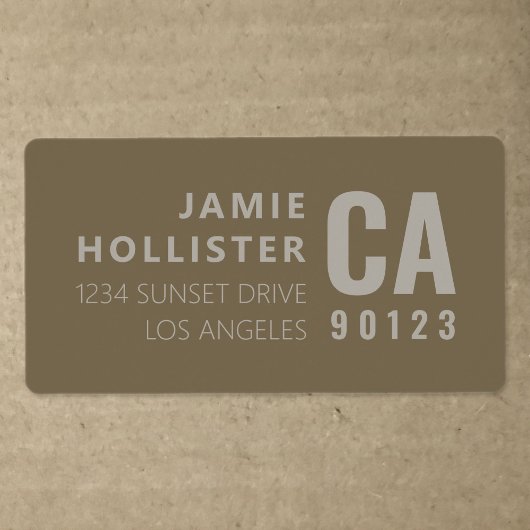Moderne Typografie | Braune/Tan-Rücksendeadresse