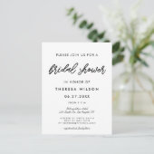 Moderne Typografie Bridal Dusche Einladung Postkarte (Stehend Vorderseite)