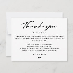 Moderne Typografie Bridal virtuelle Dusche Vielen  Dankeskarte