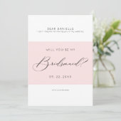 Moderne Typografie Bridesmaid minimalistisch einla Einladung (Stehend Vorderseite)