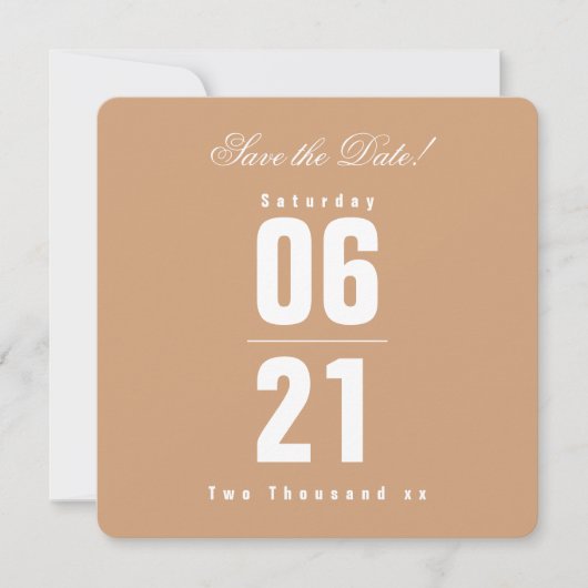 Moderne Typografie Bronze Save the Date (Vorderseite)