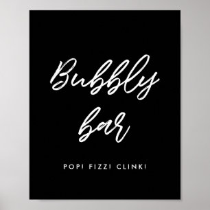 Moderne Typografie Bubbly Bar Hochzeitszeichen Poster